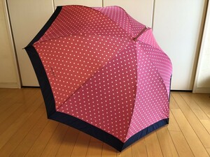 ☆新品☆kate spadeケイトスペード/可愛い長傘雨傘/ドットピンク×紺