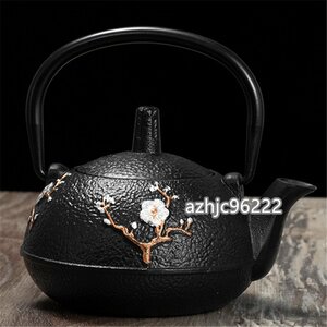 高級感満載 茶壺 手作り 煮茶壷 鉄壺 急須 茶壷 茶器 茶道具 常滑焼 砂鉄 提梁壷 鉄 やかんを沸かす お茶の道具 容量：0.3L