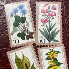 52514セール現品限り　外国切手未使用　ドイツ発行植物4種揃