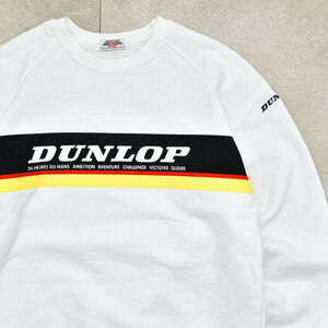 DUNLOP flocky print vtg sweatshirt Whiteレディース M相当 ダンロップ ロゴ フロッキー プリント ヴィンテー