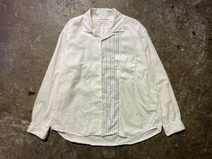 COMME des GARCONS SHIRT コムデギャルソンシャツ 80s~ 初期刺繍タグ ストライプ 切替 オープンカラー 長袖シャツ ドッキング 1980s~ M