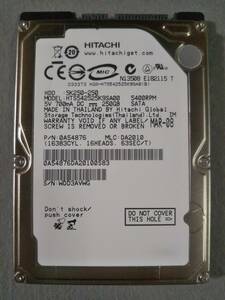 250GB HITACHI HTS542525K9SA00 9.5mm SATA 非AFT ③