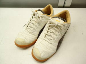 PUMA/プーマ■22.5cm/UK31/2/EUR36/US41/2■VELOZ II ヴェロズ JR 101058 26 フットサルシューズ スニーカー■白/茶/黄■#20610MK621_36