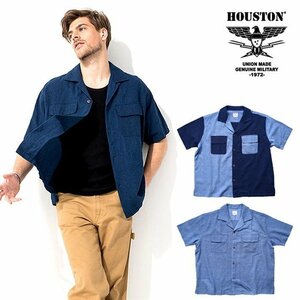 リネンシャツ メンズ ブランド 麻 HOUSTON ヒューストン INDIGO LINEN WIDE SHIRT 40733 CRAZY XL / 新品 1円 スタート