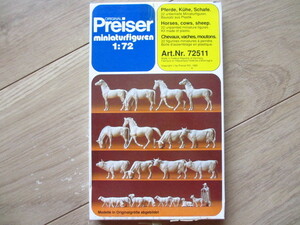 Preiser 1/72 馬、牛　羊など２２体　Art.Nr.72511(箱テープで封印、新品）