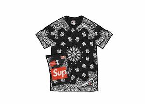 Supreme Hanes Bandana Tagless Tees (2 Pack) Black シュプリーム ヘインズ バンダナ タグレス Tシャツ (2 パック) ブラック