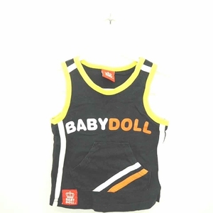 ベビードール BABYDOLL ベビー服 タンクトップ カットソー 英字 ロゴ プリント ノースリーブ 80 黒 ブラック /TT29 キッズ