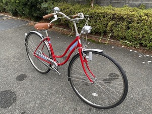 丸石サイクル　ワラビー　赤系　２７型シングル　砲弾型ランプ　デッドストック　未使用車　レトロ調　ステンレスパーツ多用