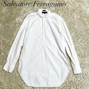 Salvatore Ferragamo シャツ 二重襟 比翼 ホワイト M サルヴァトーレ フェラガモ 白