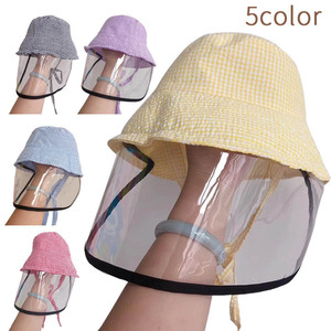 帽子 ハット 子供 アウトドア 保護キャップ つば広ハット フェイスカバー付き 日焼け予防 防塵 UVカット 透明タイプ 男女兼用 ウイルス対策