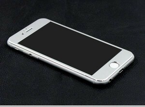 シルバー iphone se (2世代 3世代 ) iphone8 iphone 7 アルミ チタン ガラス フィルム カバー シール シート アイフォン 全面 3D曲面