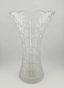 クリスタル ガラス 花瓶 フラワーベース ボヘミアグラス BOHEMIA GLASS 花器 チェコスロバキア (k5651-m7)
