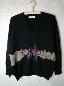 to4291　レア　Kapalua　カパルア　ゴルフ　レトロ　ビンテージ　vintage　ｖネック　ウール　ニット　デザイン　セーター　人気