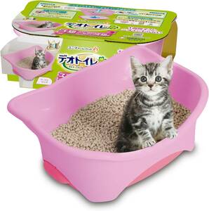 ツートンピンク 子猫用 デオトイレ本体セット [約1か月分 猫砂・シート付] 猫用トイレ本体 子猫~5kgの成猫用 ツートンピンク