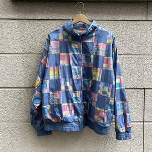 80s 90s USA古着 ナイロンジャケット チェック柄 ポップ 総柄 LONDON FOG ロンドンフォグ アメリカ古着 vintage ヴィンテージ ジップアップ