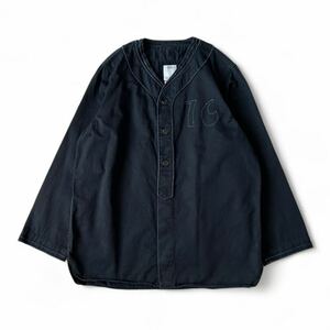 17AW visvim DUGOUT SHIRT L/S COTTON 3 黒 ブラック ビズビム ダグアウト ベースボール シャツ コットン ナンバリング 長袖 日本製 正規品