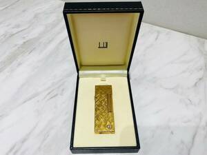 A1843 超美品 dunhill ダンヒル ガスライター D.J刻印 ゴールド 箱付 火花OK