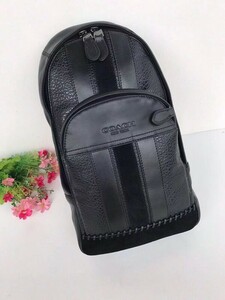 コーチ COACH ボディバッグ ワンショルダーバッグ レザー メンズ アウトレット ブラック 保存袋付き 新品未使用