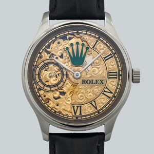 アンティーク Marriage watch ROLEX 懐中時計をアレンジした44mmのメンズ腕時計 半年保証 手巻き スケルトン