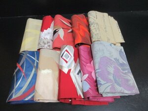 中古 名古屋帯 リメイク 絹 化繊 縮緬 刺繍 大量 まとめて10点 おしゃれ 材料 素材 古布 お稽古 初心者【夢職】☆☆