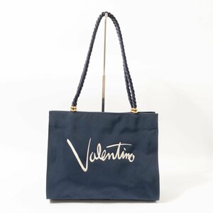 【1円スタート】VALENTINO GARAVANI SPORT ヴァレンティノガラヴァーニ ショルダーバッグ トートバッグ 肩掛け鞄 合成繊維 ネイビー 婦人