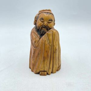 時代　マンモス　仙人置物　根付　在銘　/　時代物　中国美術　マンモス材　福禄寿　寿老人　古置物　煎茶飾　.1733