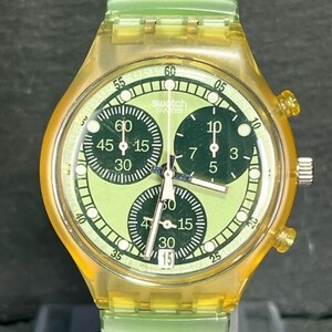 SWATCH スウォッチ VIRTUAL GREEN バーチャルグリーン AG1996 SCK410 ユニセックス 腕時計 アナログ クロノグラフ 蛇腹 新品電池交換済み