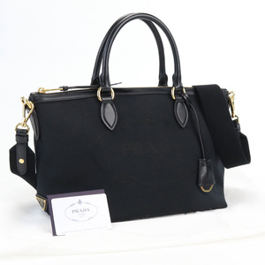 中古良品プラダPRADA 2WAYハンドバッグ ロゴジャガード 1BA104 UCW F0002 ランク：A us-2