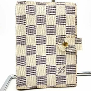 LOUIS VUITTON ルイ・ヴィトン アジェンダPM ダミエ・アズール 手帳カバー ステーショナリー ホワイト PVC レディース メンズ R20706 USED