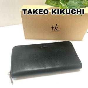【新品】TAKEO KIKUCHI 長財布 ラウンドファスナー ブラック レザー