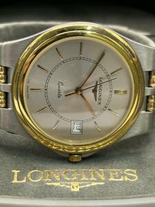 【不動品】美品　LONGINES Flagship ロンジン フラグシップ シルバーゴールド文字盤 QZ メンズ 腕時計 ★1016管理番号