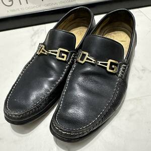 【即決/即納】DOLCE&GABBANA ドルチェ&ガッバーナ ドルガバ DG ビットシューズ ローファー スリッポン ブラックレザー サイズ7.5 メンズ