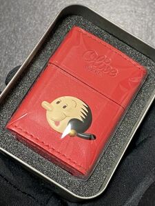 zippo POPEYE Olive 全面本革巻き ポパイ オリーブ 希少モデル ヴィンテージ シルバーインナー 1999年製 缶ケース 保証書付き