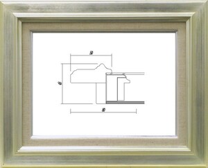 油絵/油彩額縁 木製フレーム UVカットアクリル付 7711 サイズ P15号 シルバー 銀