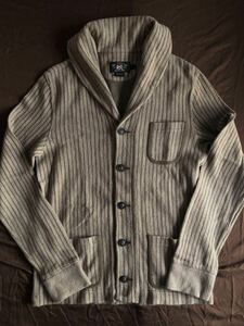 【希少】美品 RRL STRIPE SHAWL COLLAR CARDIGAN ダブルアールエル ショールカラー ストライプ フレンチ カーディガン ラルフローレン S