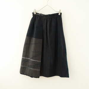 //タマキニイメ tamaki niime *powan skirt short*ウールコットン起毛イッテンモノ配色タック腰ゴム玉木新雌(sk2-2401-150)【42A42】