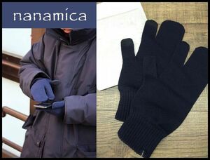 送料無料 新品 nanamica ナナミカ 21AW SUKF197 TECH GLOVES 光電子 ウール ニット グローブ 手袋 ミトン テックグローブ ネイビー FREE ⑥