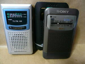 ■ポケットラジオ２個で！●TEKNOS RT-1、SONY SX FM/AM 2BAND ICF-SX44R