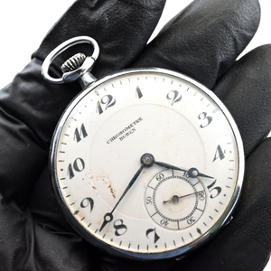 １スタ ヴィンテージ SWISS製 Chronometer buren 懐中時計 手巻 スモセコ 動作品 精度× パーツ取 15石 #P44-754-3ｊ