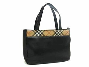 1円 BURBERRY バーバリー ノバチェック レザー ハンドバッグ トート レディース ブラック系 BJ2797