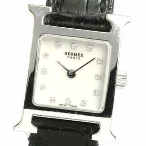 エルメス HERMES HH1.190 Hウォッチ ミニ K18WG 12Pダイヤ クォーツ レディース _760581