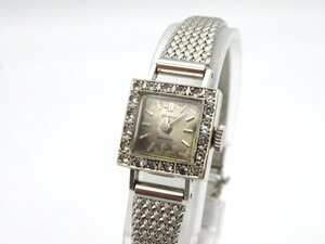 1円◆稼働◆ grace K14WG シルバー 手巻き レディース 腕時計 N11501