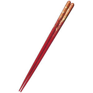 日本職人が丹精込めて造る伝統の高級箸 20.5cm 赤 天然木 漆塗装 蒔絵の技法で金箔を散りばめた今の暮らしに合う粋柄