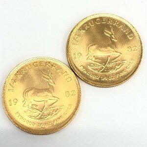 K22　南アフリカ共和国　クルーガーランド金貨　1/4oz　1982　2枚まとめ　総重量16.8g【CDBD7041】