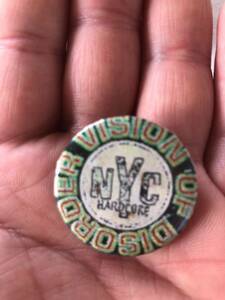 90年代缶バッジ『VISION OF DISORDER』NEWYORK HARD COREの雄　MERAUDER NEXTSTEPUP