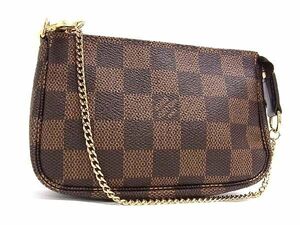 1円 ■新品同様■ LOUIS VUITTON ルイヴィトン N58009 ダミエ ミニポシェットアクセソワール チェーン ハンドバッグ ブラウン系 AW5127