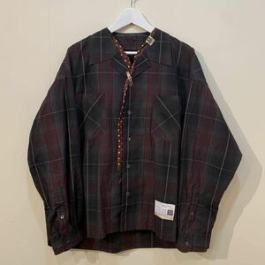 2022 Maison Mihara Yasuhiro スカーフ ディテール チェック ドッキング シャツ メゾン ミハラヤスヒロ scarf detail shirt A08SH071 46