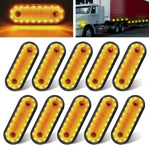 トラック用 サイド マーカー 路肩灯 車幅灯 マーカーランプ 24V 20連LED 緑 リフレクターイエロー 10個セット