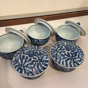 【中古美品】生 蓋つき 湯のみ 5客セット/陶器/食器/器/和食器/焼き物/キッチン/家庭用/調理/大皿/日本/煎茶道具/小鉢/カップ/工芸/53