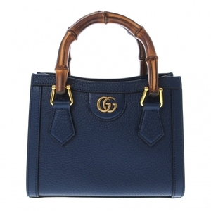 グッチ GUCCI トートバッグ 702732 ダイアナ ミニ トートバッグ レザー ブルー 美品 バッグ